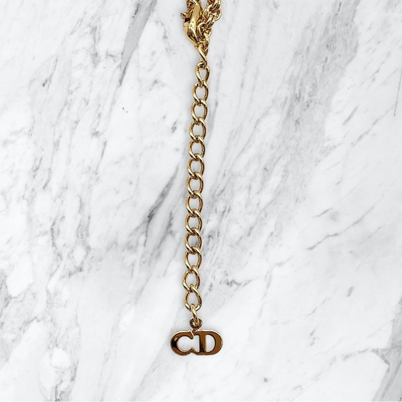 Christian Dior CD Logo Rhinestone Beveled Necklace - Picture 5 of 6